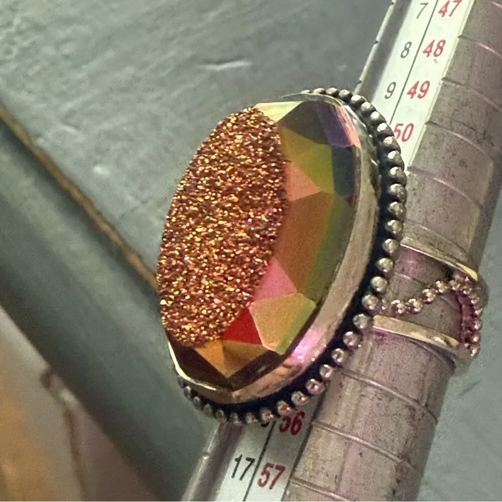 Colleen Lopez 925 Sterling Silver Druzy Ring Size 6.5
